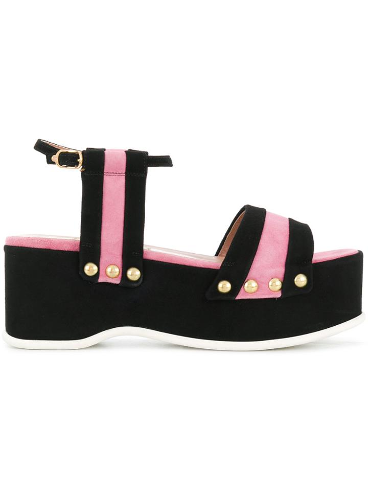 L'autre Chose Striped Platform Sandals - Black