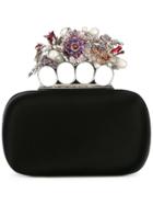 Alexander Mcqueen Knuckle Flower Clutch - Black