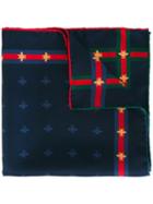 Gucci Bees Pattern Pocket Square, Men's, Blue, Silk