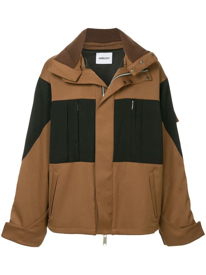 Ambush Paneled Logo Printed Jacket - Brown