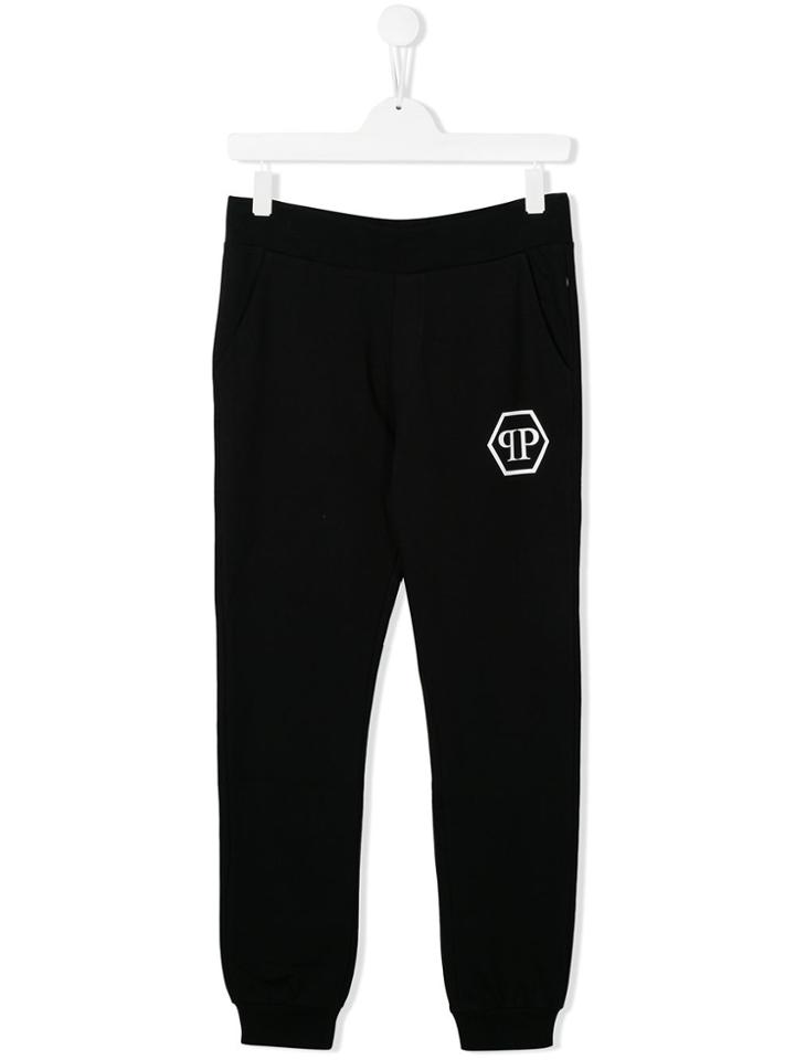Philipp Plein Junior Teen Logo Printed Track Pants - Black