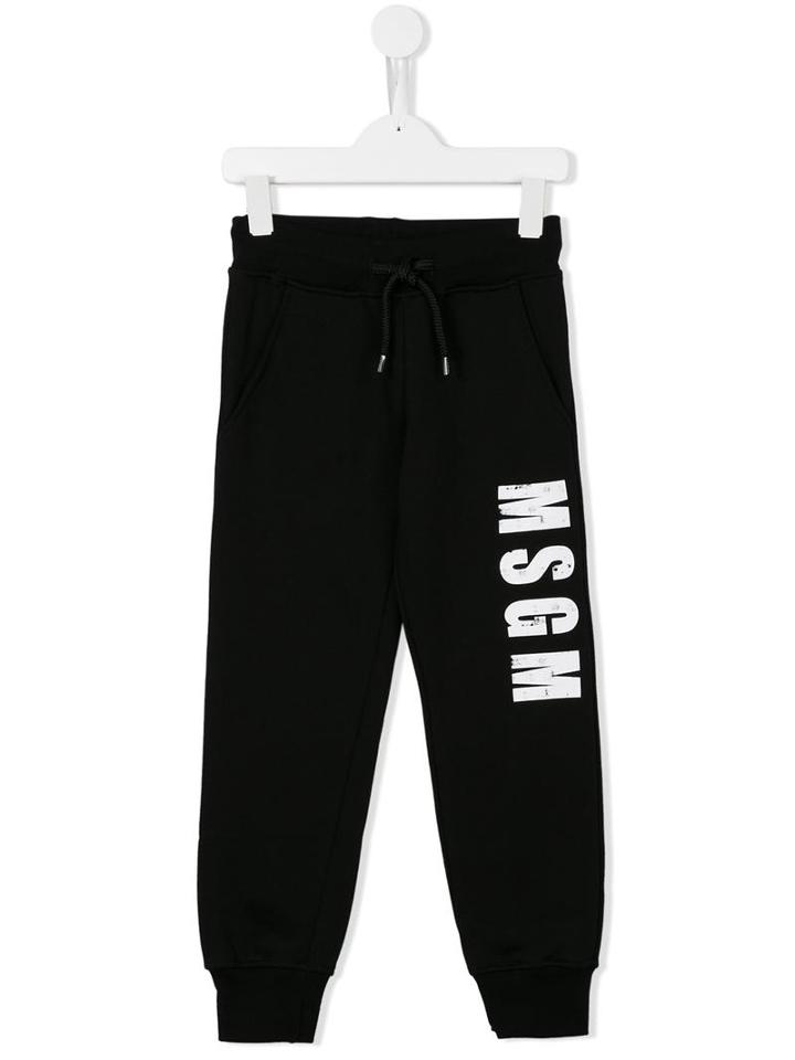 Msgm Kids Logo Print Track Pants, Boy's, Size: 12 Yrs, Black