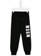 Msgm Kids Logo Print Track Pants, Boy's, Size: 12 Yrs, Black
