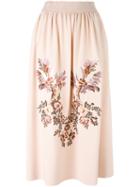Stella Mccartney Embroidered Flower Skirt, Women's, Size: 36, Pink/purple, Viscose/acetate/spandex/elastane