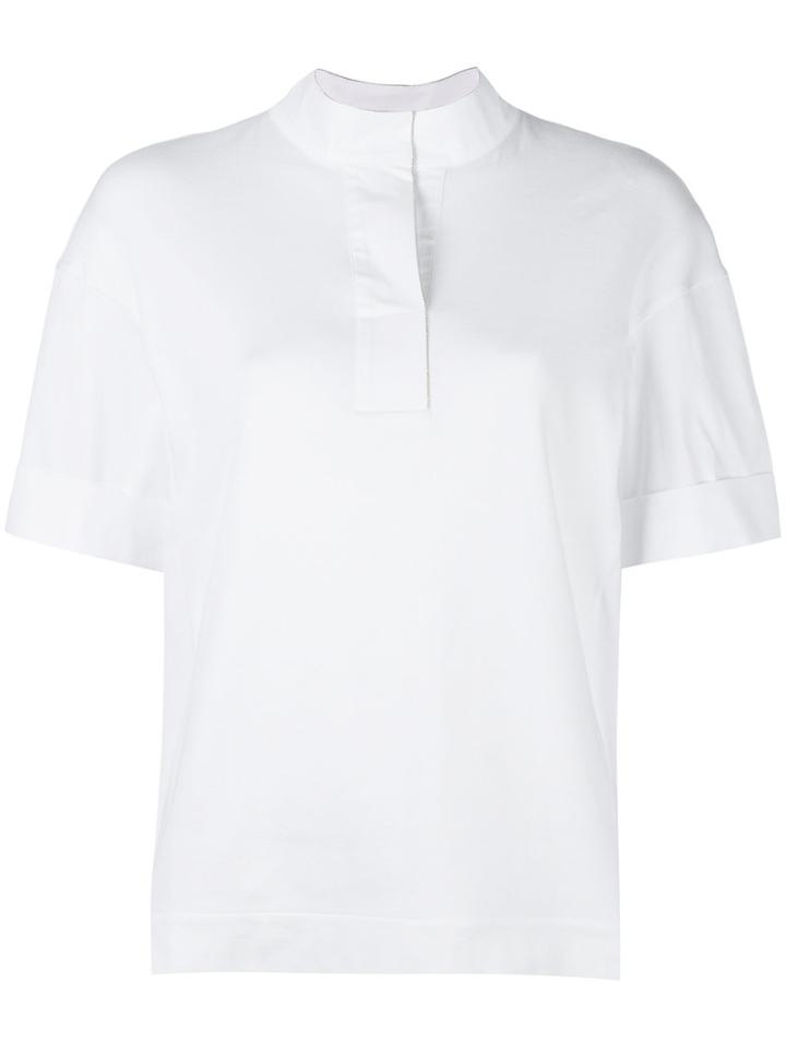 Fabiana Filippi Shortsleeved Blouse, Women's, Size: 46, White, Cotton/spandex/elastane