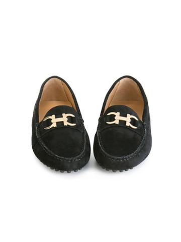 Salvatore Ferragamo Kids Saba Driving Shoes, Girl's, Size: 33, Black