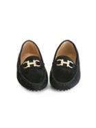 Salvatore Ferragamo Kids Saba Driving Shoes, Girl's, Size: 33, Black