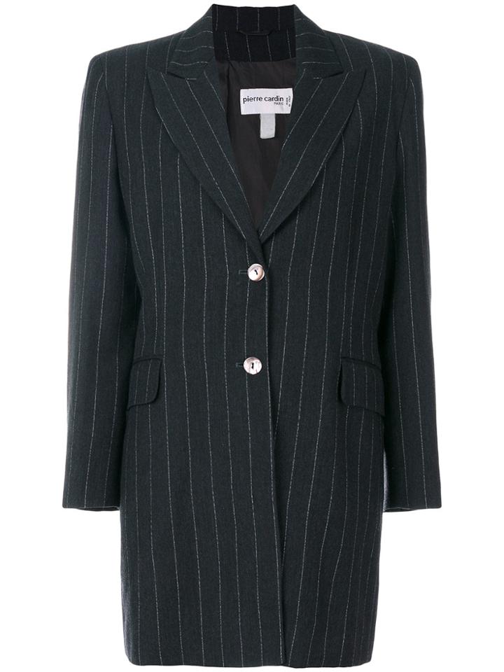 Pierre Cardin Vintage Pinstripe Elongated Blazer - Grey