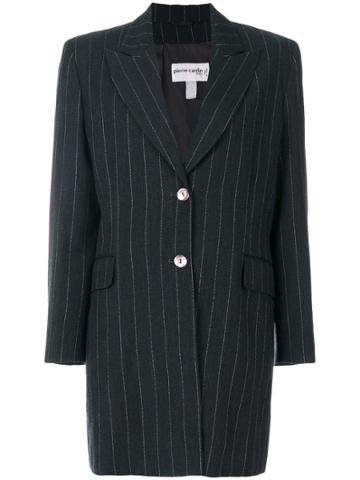 Pierre Cardin Vintage Pinstripe Elongated Blazer - Grey