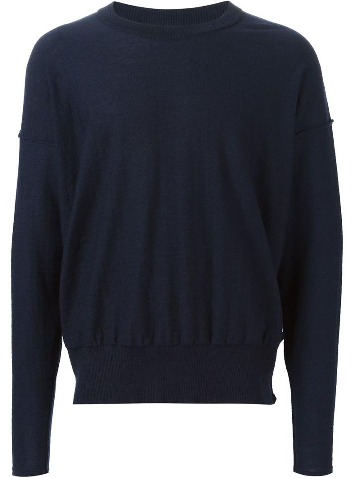 Ami Alexandre Mattiussi Crew Neck Jumper, Men's, Size: Small, Blue, Wool