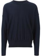 Ami Alexandre Mattiussi Crew Neck Jumper, Men's, Size: Small, Blue, Wool