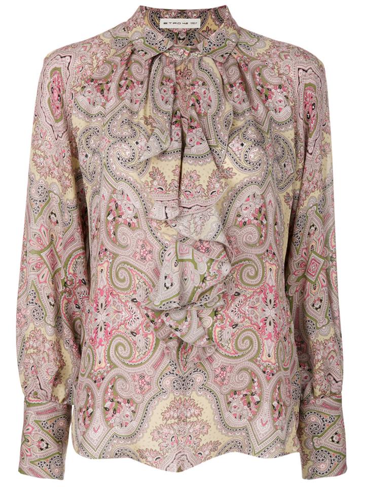 Etro Paisley Ruffled Bib Blouse - Multicolour