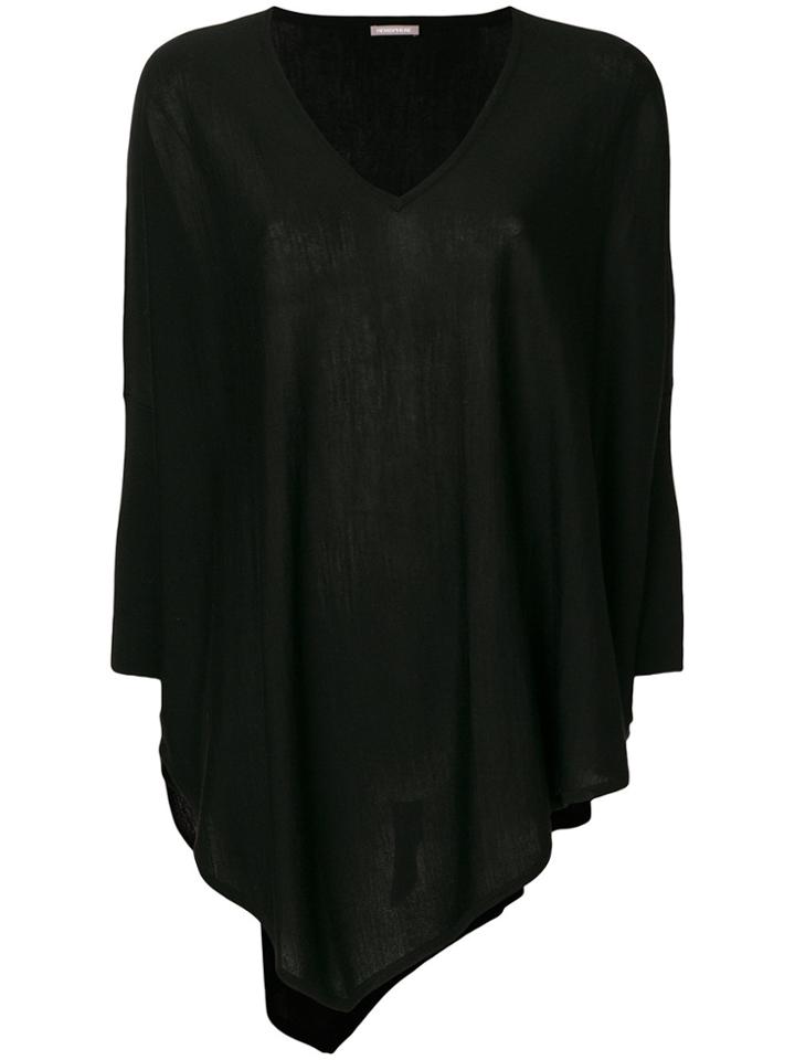 Hemisphere Asymmetric V-neck Jumper - Black