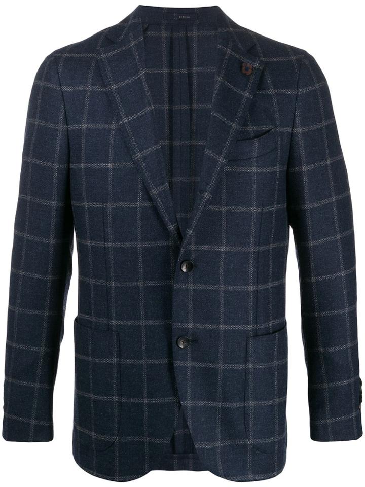 Lardini Pin-detail Check Suit - Blue