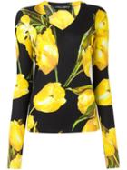 Dolce & Gabbana Tulip Print Jumper, Women's, Size: 44, Black, Cashmere/silk