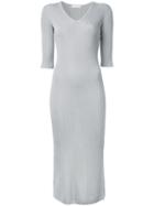V-neck Knitted Dress - Women - Silk/lyocell/rayon - 38, Grey, Silk/lyocell/rayon, Estnation