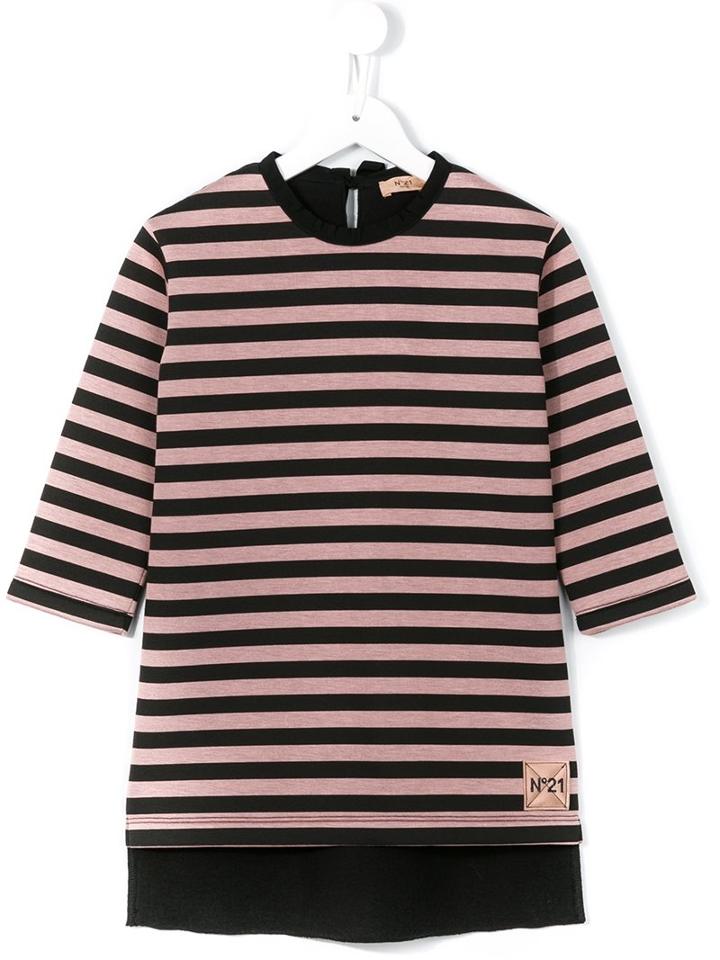 No21 Kids Striped Sweatshirt Dress, Girl's, Size: 8 Yrs, Black