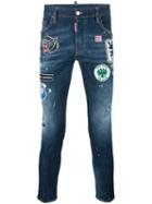 Dsquared2 Skater Patch Jeans, Men's, Size: 50, Blue, Cotton/spandex/elastane/polyester