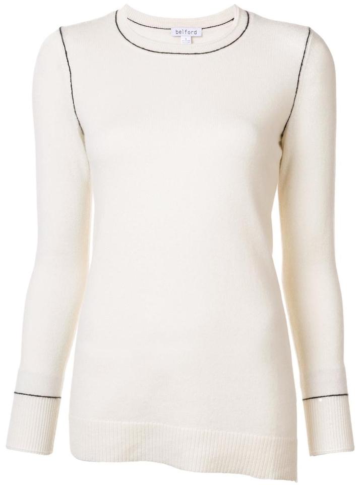 Belford Stitch Detail Jumper, Women's, Size: Xl, White, Cashmere