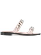 Givenchy Chain Trim Open Toe Sandals - Pink & Purple