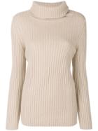 Lamberto Losani Ribbed Roll-neck Jumper - Nude & Neutrals