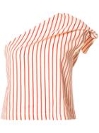 Rosie Assoulin Striped One-shoulder Top, Women's, Size: Xs, Nude/neutrals, Linen/flax/cotton