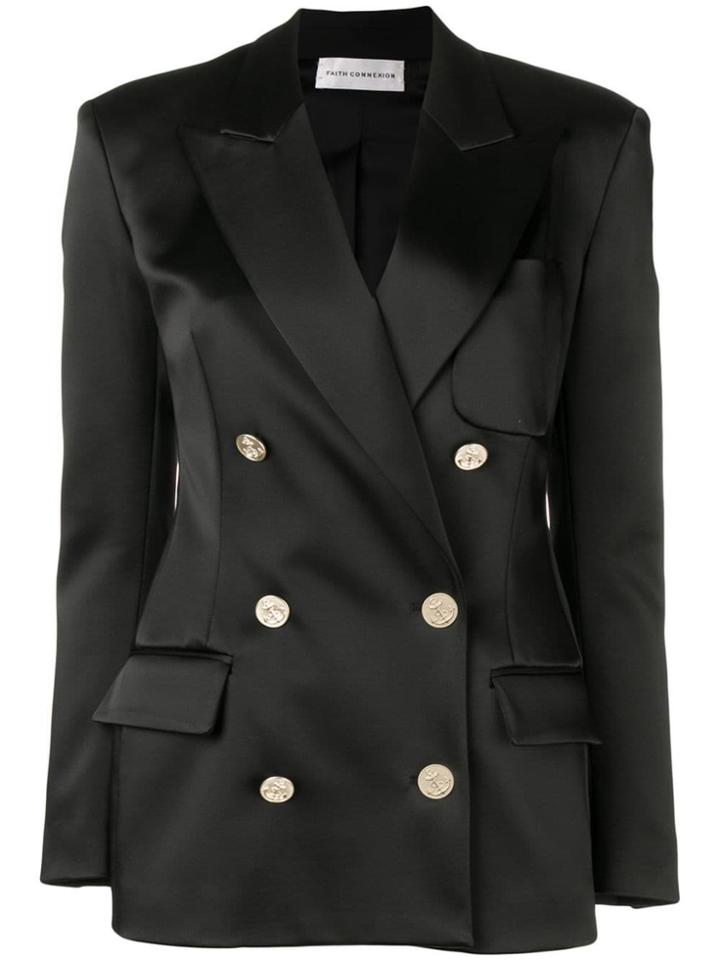 Faith Connexion Fitted Double Breasted Jacket - Black