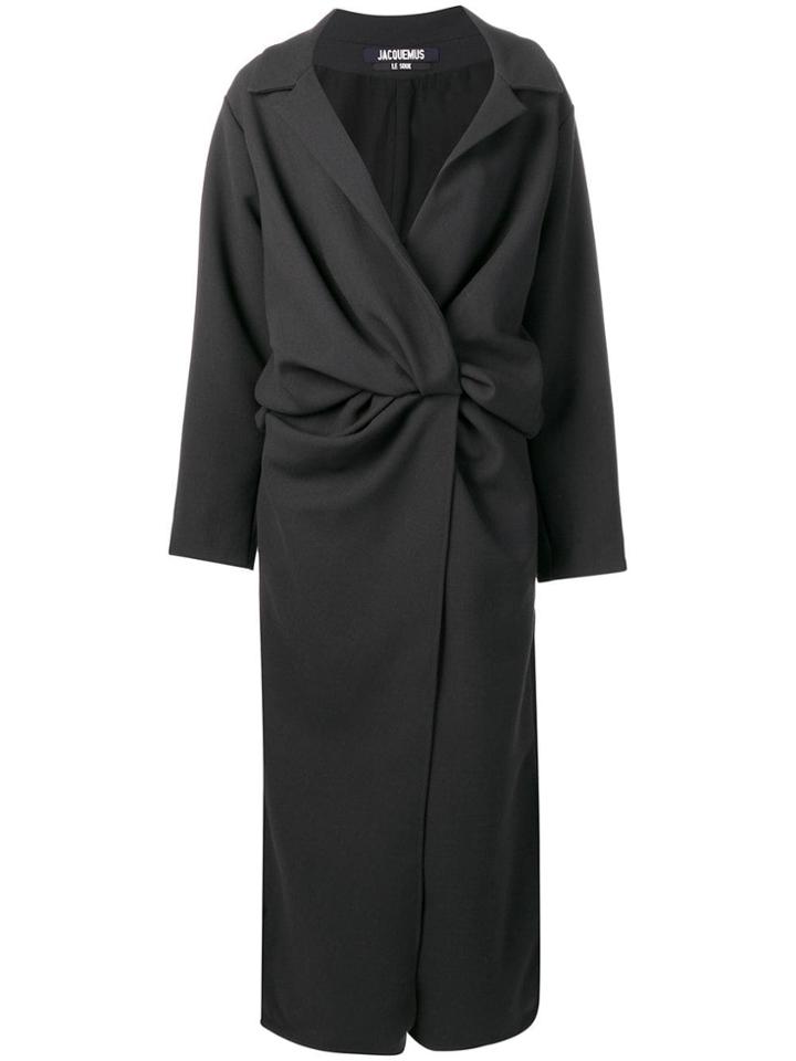 Jacquemus Vaal Draped Coat - Black