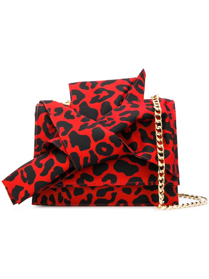 No21 Leopard Print Abstract Bow Cross-body Bag - Black