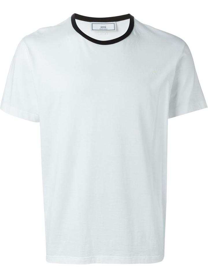 Ami Alexandre Mattiussi Round Neck T-shirt, Men's, Size: Xs, White, Cotton