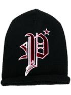 Philipp Plein Front Logo Knitted Hat - Black