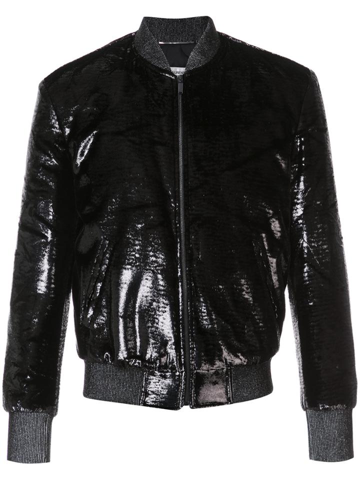 Saint Laurent Shiny Bomber Jacket - Black
