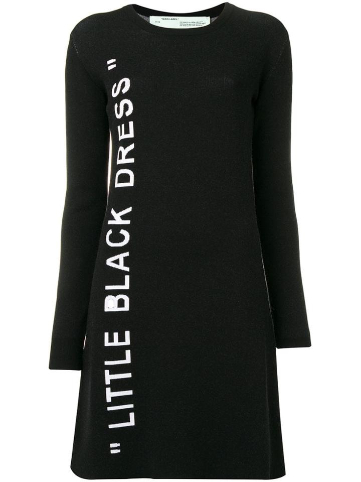Off-white Long Sleeved Knit Dress - Black
