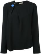 Emilio Pucci Button Detailing Blouse, Women's, Size: 42, Black, Spandex/elastane/viscose