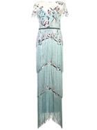 Marchesa Notte Fitted Long Dress - Blue