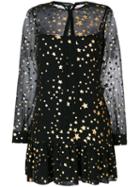 Red Valentino - Sheer Star Print Dress - Women - Polyester - 44, Black, Polyester