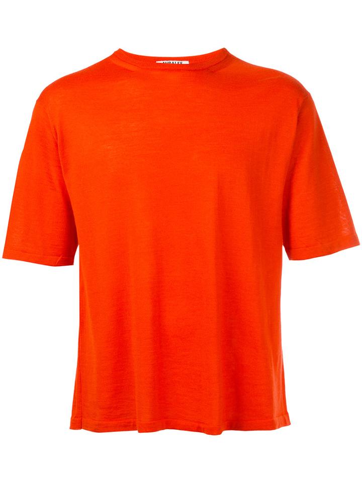 Auralee - Classic T-shirt - Men - Silk/cashmere - 3, Yellow/orange, Silk/cashmere