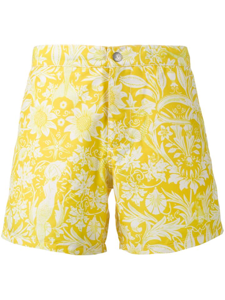 Riz Boardshorts Yellow Floral Buckler Swim Shorts - Yellow & Orange