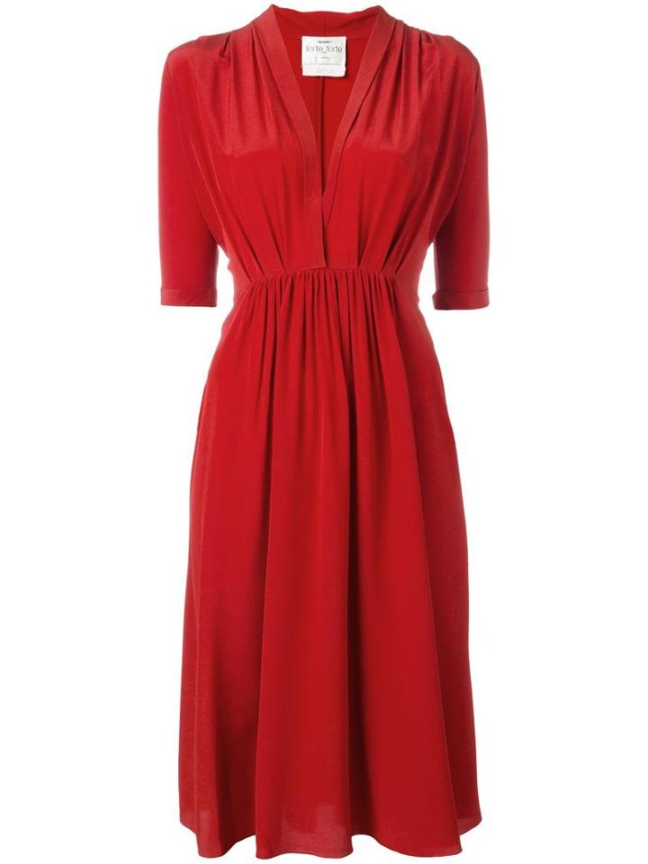 Forte Forte V-neck Midi Dress, Women's, Size: Iii, Red, Silk