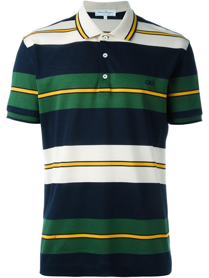 Salvatore Ferragamo Striped Polo Shirt, Men's, Size: S, Cotton