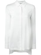 Dkny Slit Back Shirt, Women's, Size: Large, White, Silk/spandex/elastane