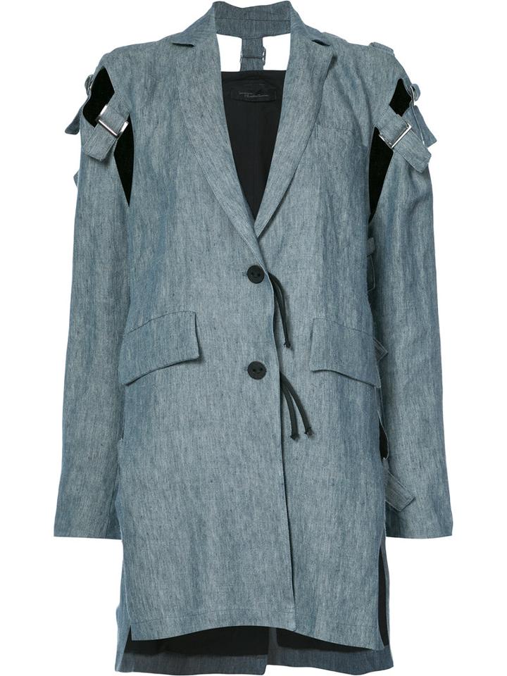 Barbara Bologna - 'section' Blazer - Women - Linen/flax/ramie - 42, Blue, Linen/flax/ramie