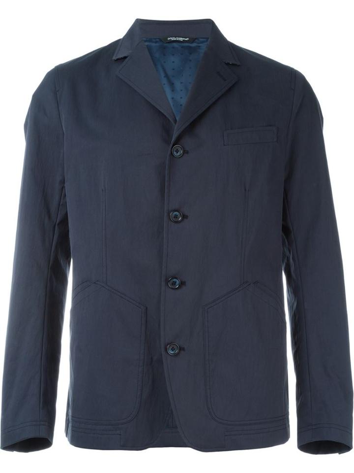 Dolce & Gabbana Classic Jacket, Men's, Size: 54, Blue, Cotton/polyamide/viscose