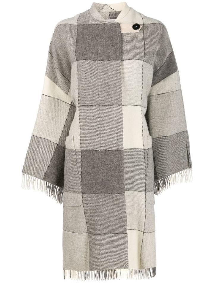 Jil Sander Checked Tassel Coat - Neutrals
