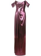 Marchesa Notte Ruched Detail Evening Dress - Purple