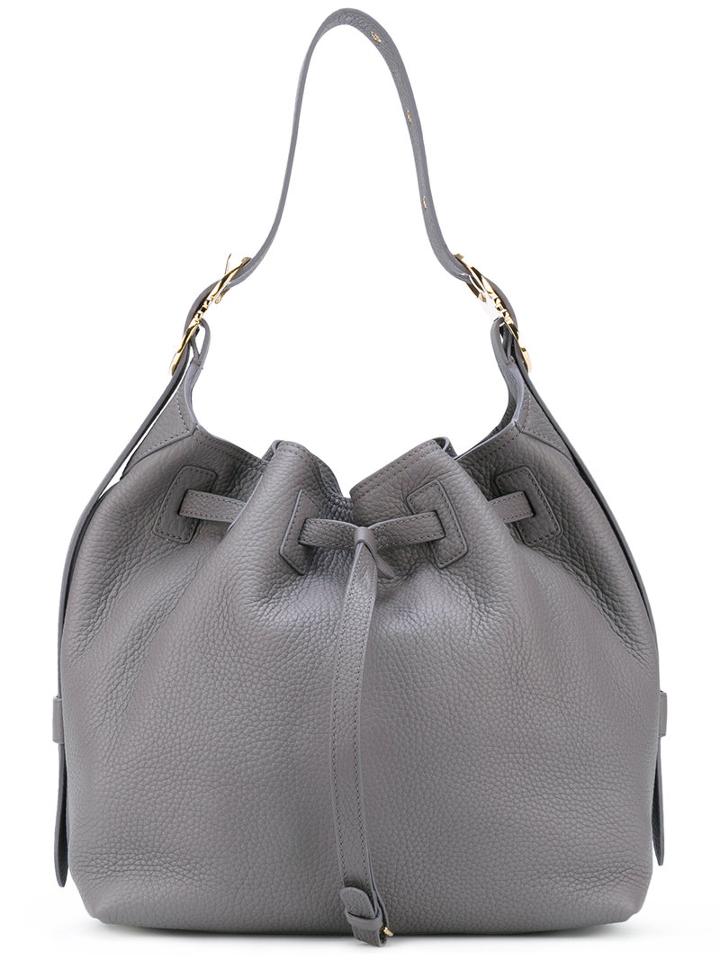 Salvatore Ferragamo - Carla Drawstring Bucket Bag - Women - Calf Leather - One Size, Grey, Calf Leather