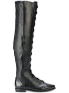 Stuart Weitzman Lace-up Knee Boots - Black