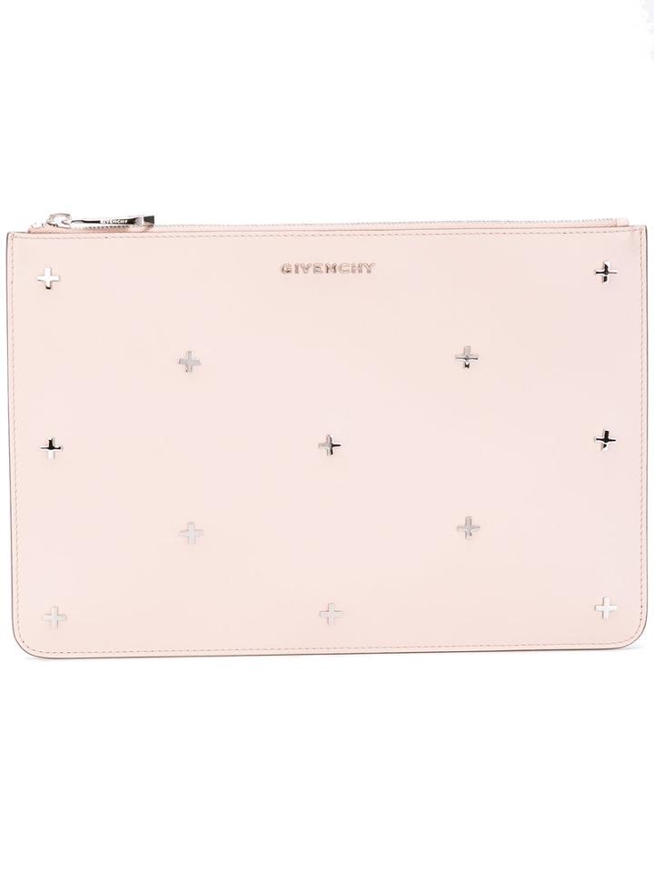 Givenchy - Cross Stud Pouch - Women - Calf Leather - One Size, Women's, Nude/neutrals, Calf Leather