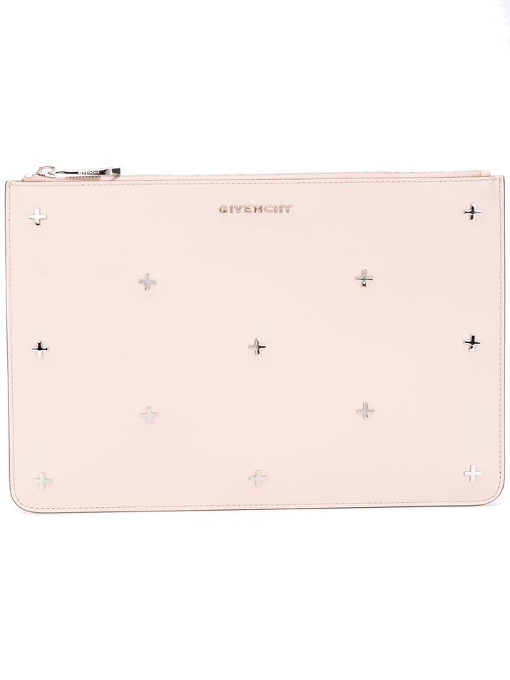 Givenchy - Cross Stud Pouch - Women - Calf Leather - One Size, Women's, Nude/neutrals, Calf Leather