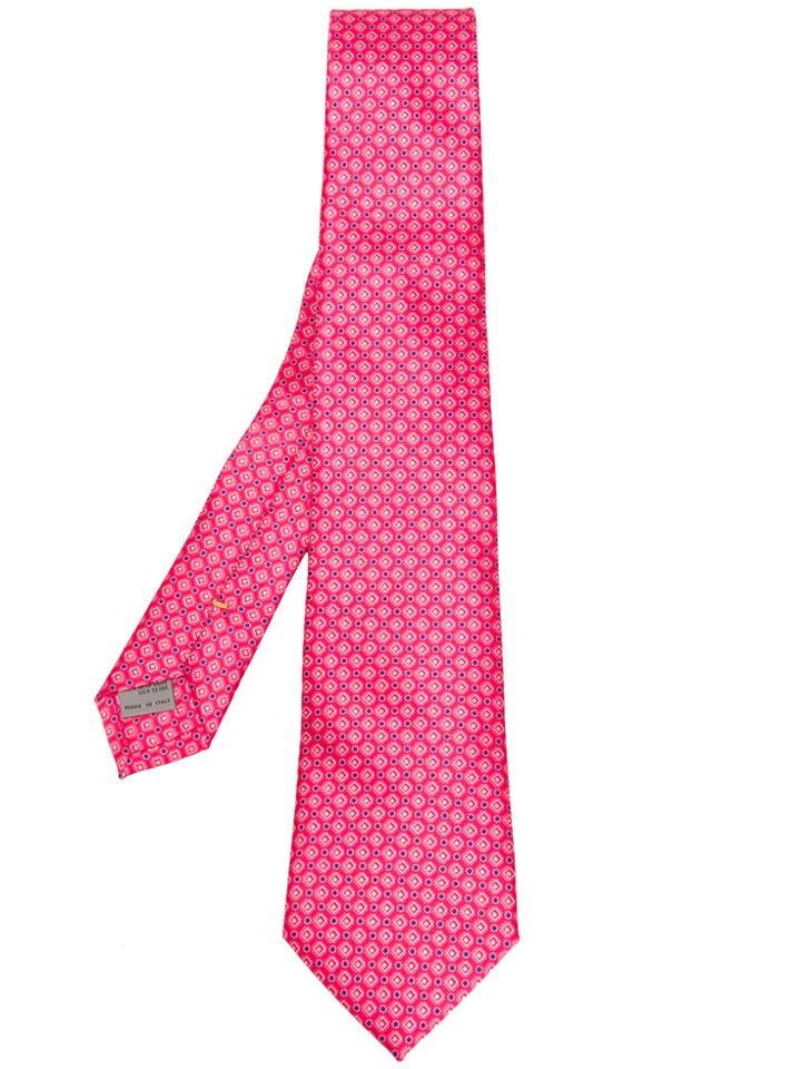 Canali Ornamental Print Tie - Pink & Purple